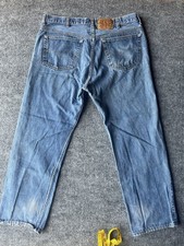 USA Vintage Levis 501 XX Original Button Fly Blue Jeans 42x31 Distressed Denim