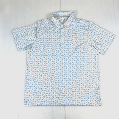 Puma Golf Volition America Men's XL Bald Eagle Print Polo Shirt White Navy Blue