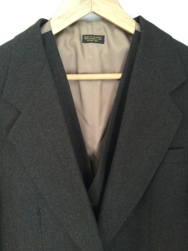 Vtg Oscar De La Renta Mens Sport Coat Blazer Vest Jacket Charcoal Brown 40S - Picture 3 of 13