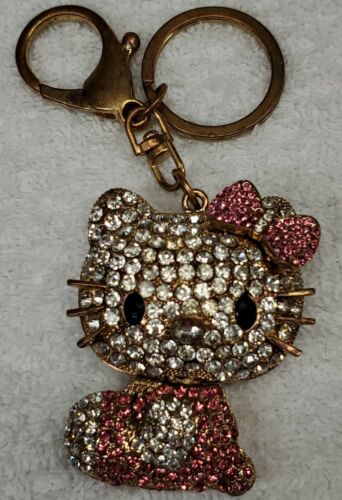 SANRIO Tokidoki Hello Kitty Key Chain Gold-Toned Diamond Charms Bling 2012 Rare - Picture 1 of 12