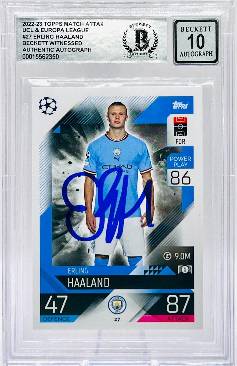 2022-23 Erling Haaland Signed Topps Match Attax #27 Beckett 2022-23 Erling Haaland Signed Topps Match Attax #27 Beckett