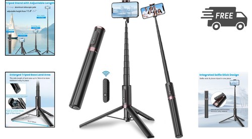 67 Inch Cell Phone Tripod Selfie Stick Wireless Remote Smartphone Stand - 第 2/9 張圖片