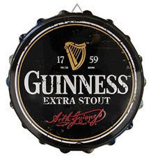 Guinness Bottle Top Round Metal Label Design  Sign