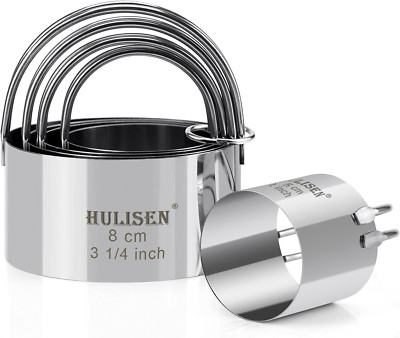 HULISEN Biscuit Cutter Set (5 Pieces/Set), round Cookies Cutter with Handle, Pro