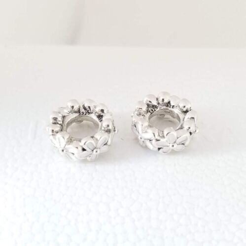 2 Authentic Pandora Silver Darling Daisies White Spacers 791495EN12 #153 - Picture 4 of 6