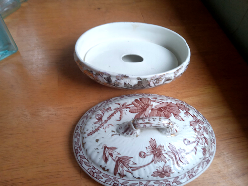 1887 RIDGWAY CHESTER PATTERN BROWN STAFFORDSHIRE SOAP DISH WITH LID & DRAIN TRAY - Picture 6 of 10