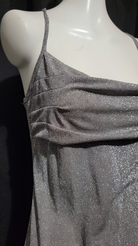 Vintage Y2K Formula X Lurex Kleid Gr. M silber metallic Glitzer lang Glam Gown 90er - Bild 3 von 13