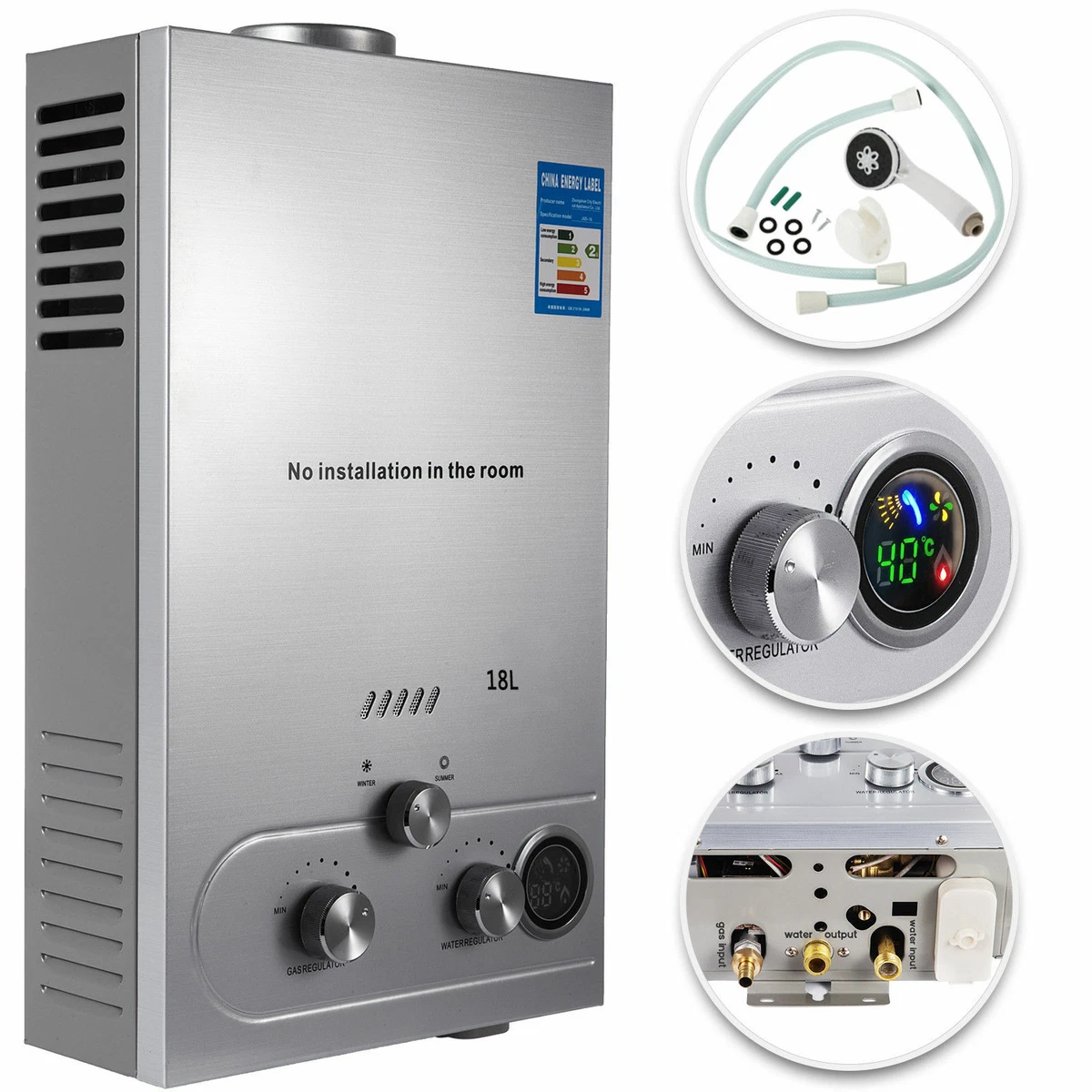 5GPM 18L Tankless Hot Water Heater Propane Gas Instant Boiler LPG w/ Shower  Kit | eBay