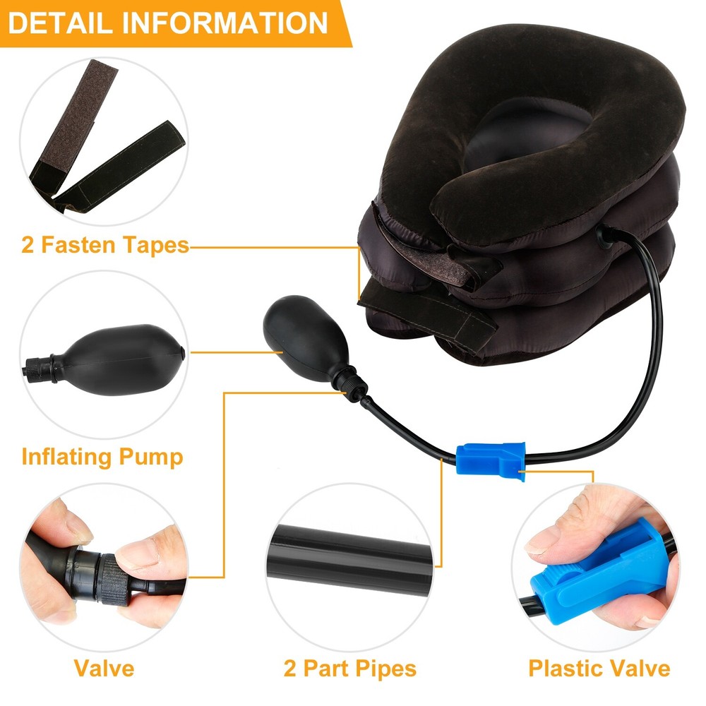 Inflatable Travel Pillow for Airplane – Neck and Spine Support with Pump  