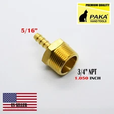 5/16" Hose Barb x 3/4" Male NPT Brass Adapter Threaded Fitting, Fuel/Water/Air