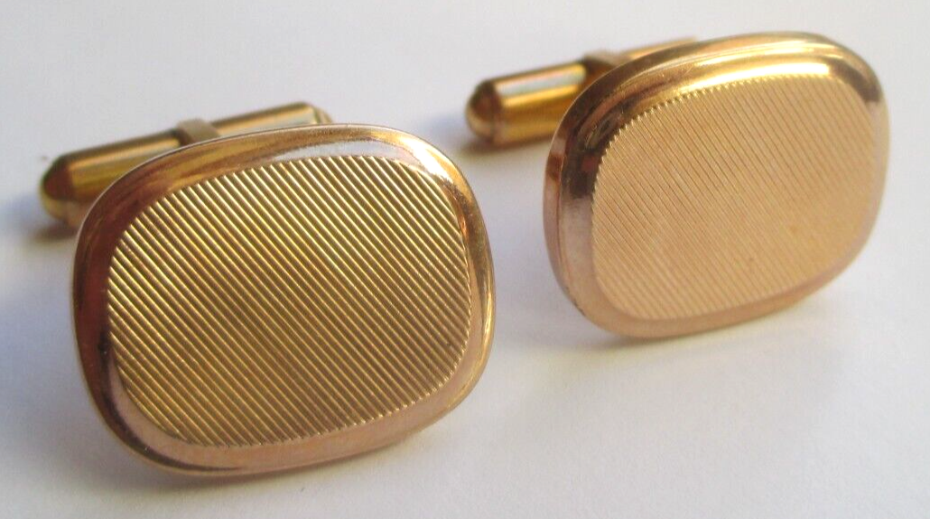 Ancienne Paire Boutons De Manchette Dore Duvix Soleil En Coffret
