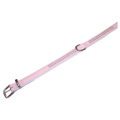 Bandeau De Cheval En Cuir – Cristaux Diamant Rose Bébé – Une Rangée 12 Mm – Taille Grand Cheval