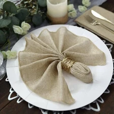 NATURAL 5 Rustic 19" x 19" Faux Burlap Dinner Table NAPKINS Party Decorations