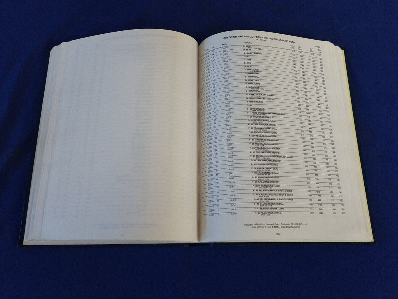 Orion Blue Book Vintage Guitars & Collectables Fall 1998 Orion Research