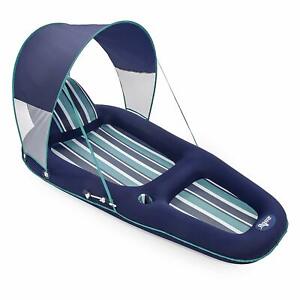 Aqua Leisure Luxurious Inflatable Pool Lounger Float w/ Sunshade Canopy, Blue - Click1Get2 On Sale