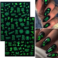 Luminous Halloween 3D Nail Stickers Glow In Dark Design Decals Nail Decoration