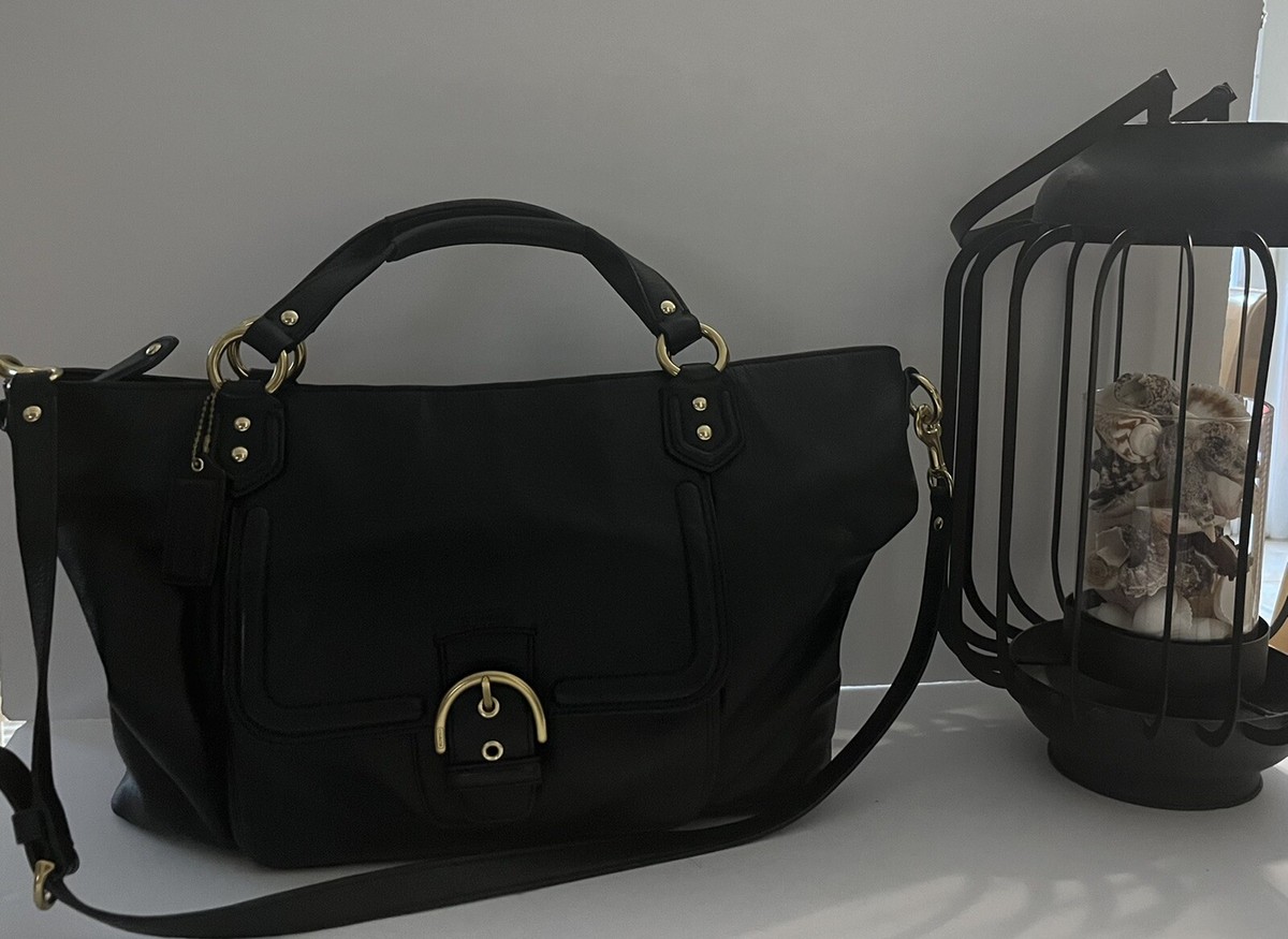 Coach classic black leather crossbody bag wirh gold accents  display picture 2