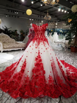 Strapless Dress David's Bridal Red Ball Gown White Red