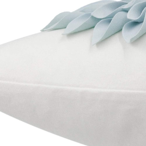 Durable 3D Flower Throw Pillow Cover - Blue Canvas with Ruffle Embellishment - Picture 7 of 9