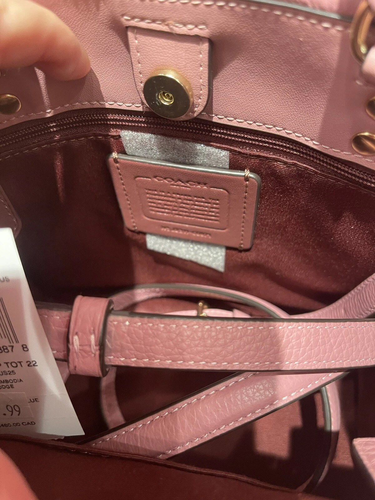 Borsa a tracolla Coach Dempsey in pelle ciottoli nuova con etichette 22 vero rosa CO971 NUOVA $378