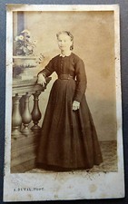 Foto Antica CDV Fine XIX Ritratto Donna Piedi Robe Duval Tours Albumina