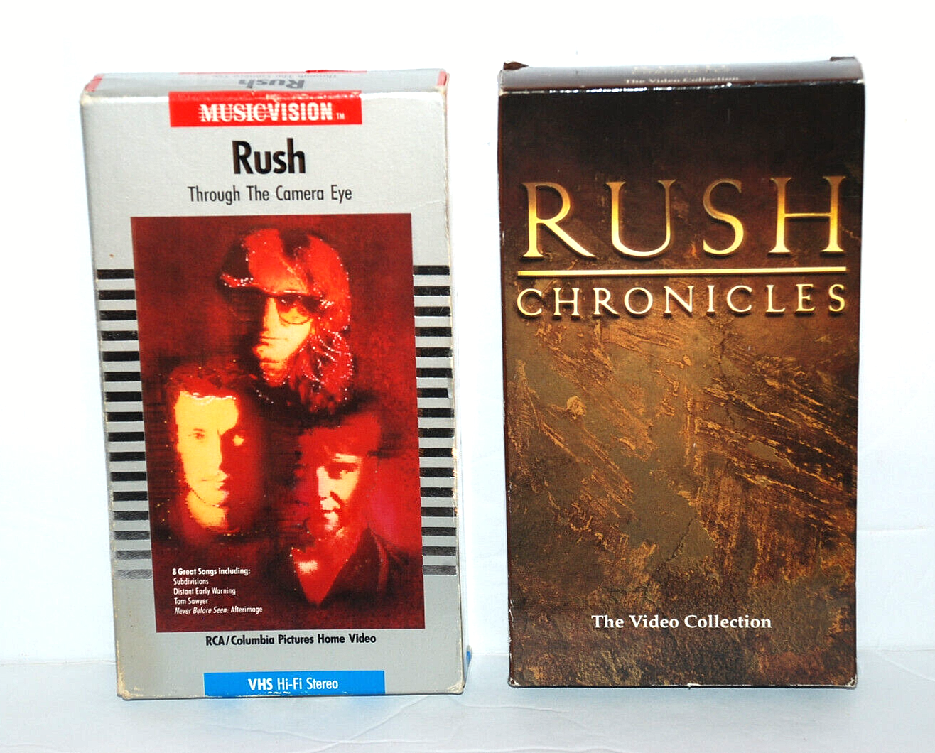RUSH Through The Camera Eye Chronicles VHS Video Tapes 1985 MusicVision Set of 2