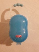 Used  HTF  NUK Blue Plastic Clip - On Pacifier Case