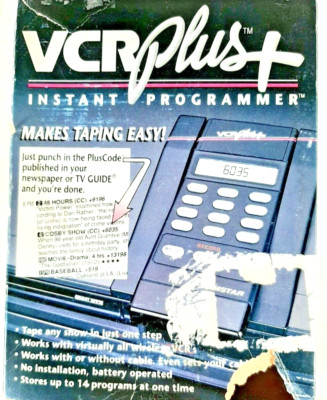 VCR Plus Instant Programmer Makes Taping Easy! by Gemstar