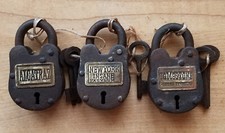 3 Locks Alcatraz Prison, Tombstone & NY Insane Asylum Iron Locks With 2 Keys 