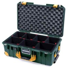 Trekking Green  Yellow Pelican 1535 Air Case. With Trekpak kit. Yellow Trolley