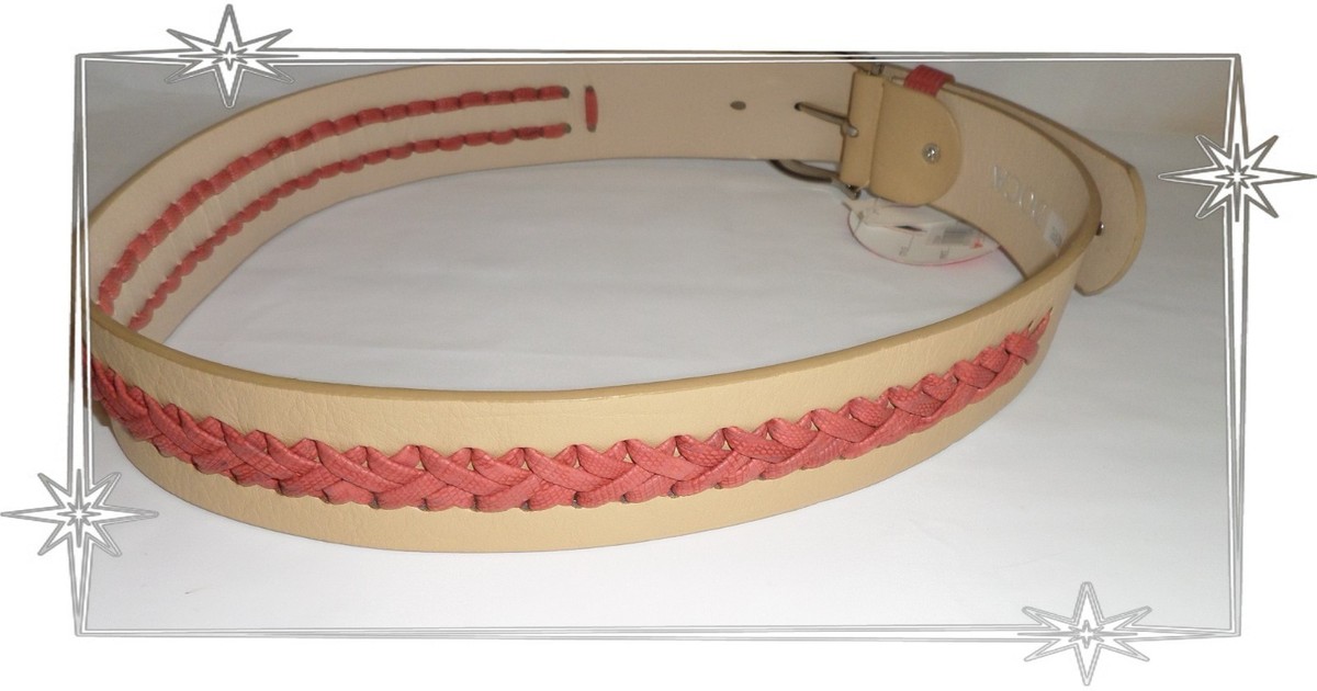 Ceinture Large Fantaisie Doca Blanche Et Marron - 100 Cm - Neuf Avec étiquettes