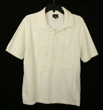 Just Cavalli Men's Ivory Embroidered Polo Shirt Size 48 Size M 