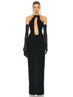Magda Butrym Plunging Gown Black 34 NWT $1820