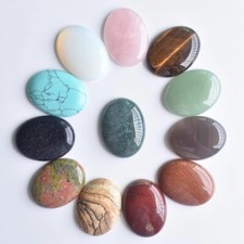 12pcs Natural Stone Mixed Oval CAB CABOCHON Beads 30x40mm DIY Jewelry No Holes