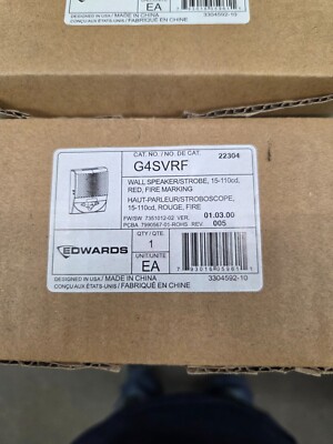 Edwards G4SVRF Wall Speaker/Strobe Red, Fire Marking **Free Shipping**