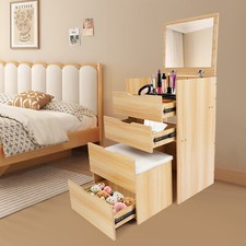 Max 220lbs Vanity Desk Vanity Desk W/Makeup Stool 3 Drawers Makeup Vanity Table