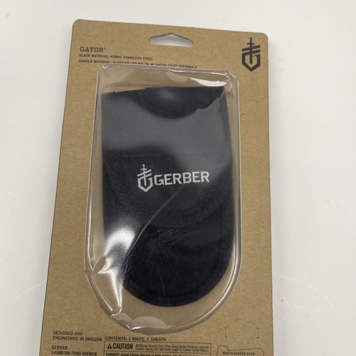 NEW Gerber 46069 Gator Folding Knife PLAIN Edge Clip Point WITH SHEATH USA MADE - Picture 2 of 2