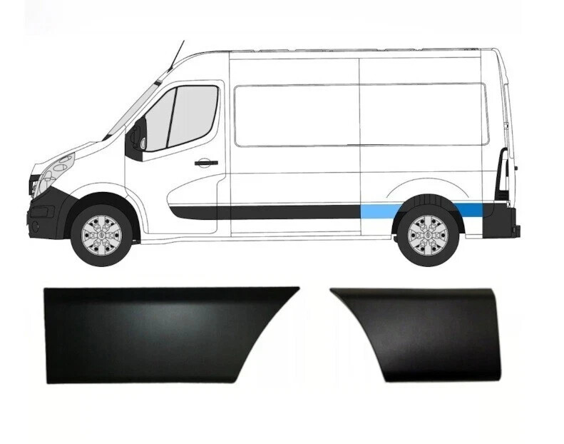 Baguettes de porte gauche Master 3 Opel Movano moulure latérale noire 2010-2020