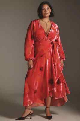 hutch long sleeve v neck wrap midi dress Hutch