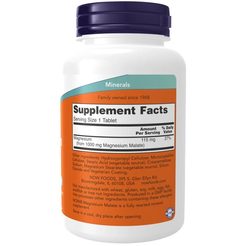 Now Foods, Magnesium Malate, 1000mg, 180 Veg. Tabletten - Blitzversand - Bild 2 von 3
