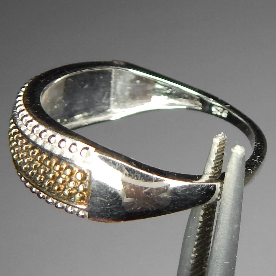 Anillo de plata de ley 925 maciza con diamantes amarillos vivos de Djoy en buen estado Foto 4 de 4