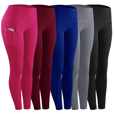 Damen Yoga Leggings Mit Tasche Push Up Gym Sporthose Fitness Leggins Hosen S-2XL