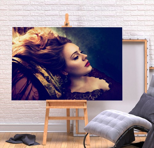 MÚSICO ADELE - PREMIUM LONA ENMARCADA PROFUNDA IMPRESIÓN DE ARTE DE PARED - NEGRO ROJO - Imagen 7 de 13