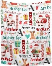 Personalized Christmas Baby Blanket for Girls Boys Santa Claus Custom Blanket