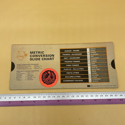 1972 Metric Conversion Guide Slide Chart Rowan Morcom Brisbane Vintage Australia