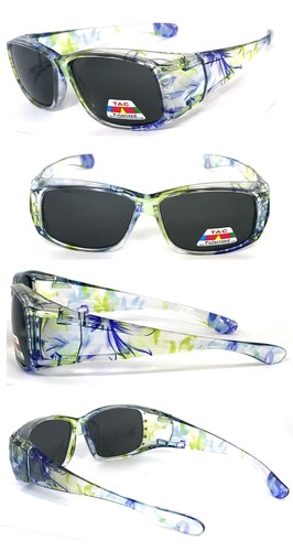 Womens Polarized FIT OVER Sunglasses Cover Rx Glasses Rhinestones Floral Prints - Picture 6 of 11
