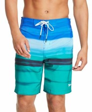 Speedo Mens Swimwear Ombre Striped Bondi Swim Trunks Blue Green S, XXL
