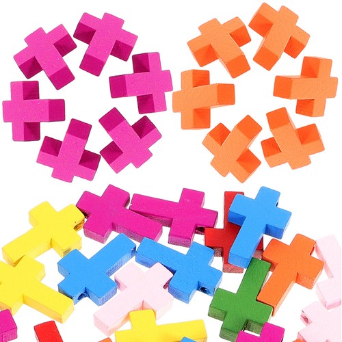 100 Pcs Holzkreuzanhänger Kreuzverzierungen Abstandsperlen Kreuzen