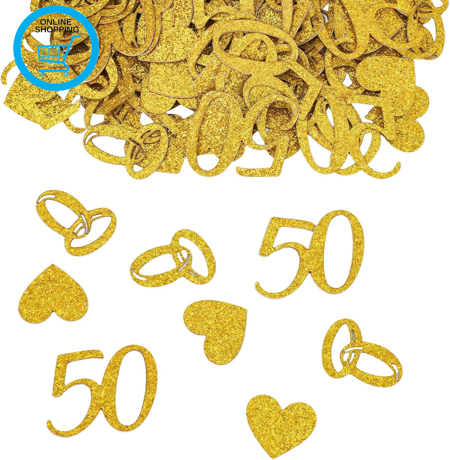 100Pcs 50Th Wedding Anniversary Confetti, Gold Glitter Paper Confetti 50 Golden