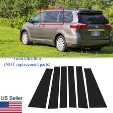 For 2011-20 Toyota Sienna 6pcs Glossy Black Pillar Posts Window Door Covers Trim For 2011-20 Toyota Sienna 6pcs Glossy Black Pillar Posts Window Door Covers Trim